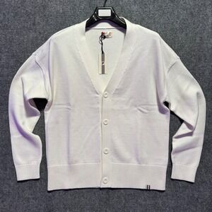 Fila Baseline Cardigan Sweater Mens‎ Medium White V Neck Knitwear Heavyweight